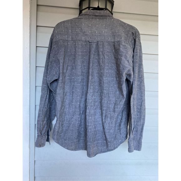 Shah Safari Gray Black Flecked Cotton Button-Up Shirt, Men's Size Large - Picture 4 of 6